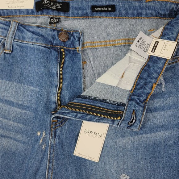 Judy Blue Jeans 15/32 Girlfriend Fit High Waist Distressed Stretch JB8421 - NEW - Picture 5 of 9